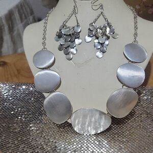 MCM Silver Necklace and Earring Set